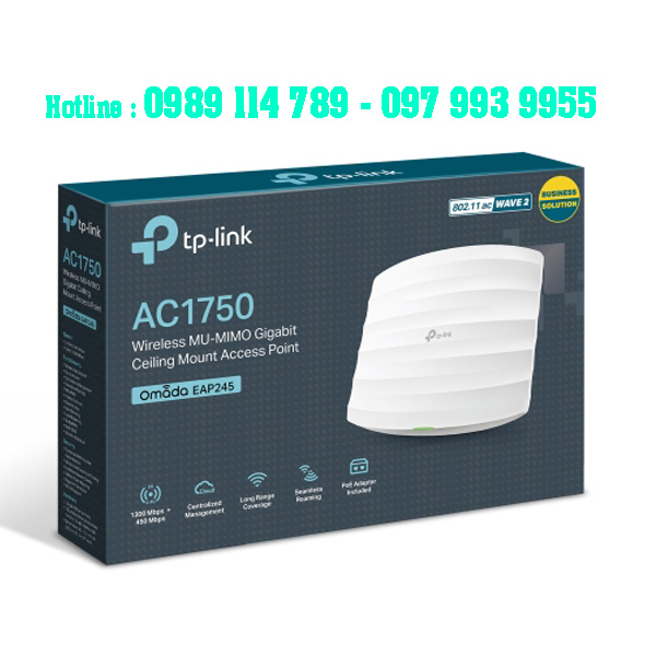 TP-Link EAP245 Access Point Gắn Trần Gigabit Wi-Fi MU-MIMO AC1750